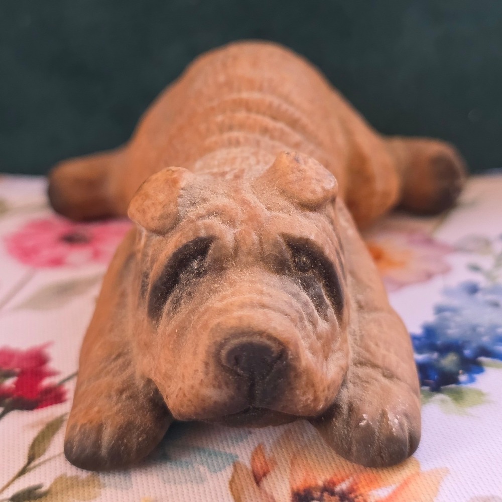 J.S.N.Y. Shar Pei Figurine Small‎ Brown Good Vintage Puppy Statue